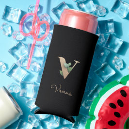 Eleganter Botanischer Monogramm-Goldbrief V Selters Dosenkühler