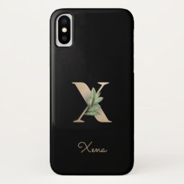Eleganter Botanischer Monogramm-Goldbrief X Case-Mate iPhone Hülle