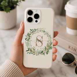 Eleganter Botanischer Monogramm iPhone-Fall mit Na iPhone 16 Pro Max Hülle