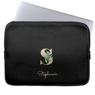 Eleganter Botanischer Monogramm-Letter S Laptop-Si Laptopschutzhülle
