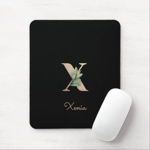 Eleganter Botanischer Monogramm Letter X-Maus-Pad Mousepad