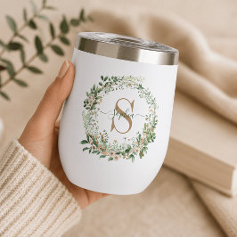 Eleganter botanischer Monogramm-Weinbecher mit Nam