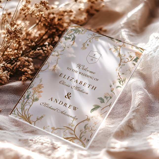 Eleganter botanischer Rahmen-Hochzeitstil im Herbs Acryleinladungen (Von Creator hochgeladen)