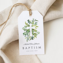 Eleganter Botanischer Religiöser Cross Baptismus