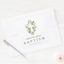 Eleganter Botanischer Religiöser Cross Baptismus