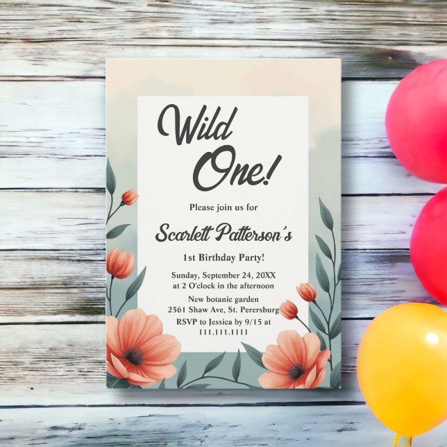 Eleganter botanischer Rustikaler Wild Ein Geburtst Einladung (Von Creator hochgeladen)