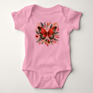 Eleganter botanischer Schmetterling Luxuriöse fl Baby Strampler