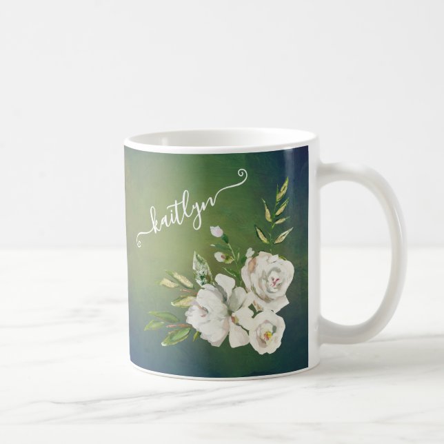 Eleganter botanischer Schriftname Kaffeetasse (Rechts)