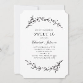Eleganter botanischer Sweet 16. Garten 16. Geburts Einladung