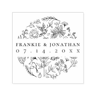 Eleganter botanischer Zeichn   Paar Save the Date Permastempel