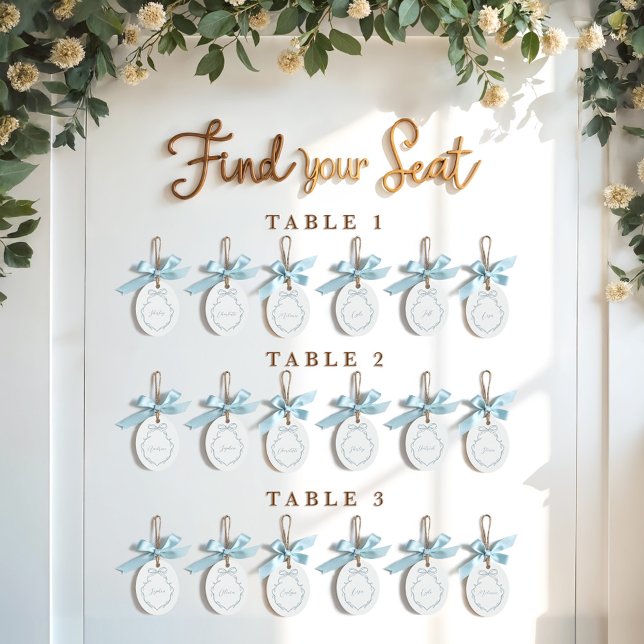 Eleganter Bow Gast Name Wedding Seating Keepake Ornament Aus Metall (Elegant Blue Bow Guest Name Wedding Seating Keepsake Metal Ornament)