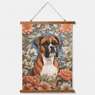 Eleganter Boxerhund, inspiriert von William Morris Wandteppich Mit Holzrahmen