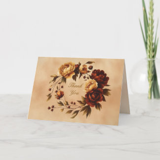Eleganter brauner Herbstblumenkranz Dankeskarte
