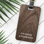 Eleganter brauner individuelle Name Gepäckanhänger<br><div class="desc">Gepäckanhänger mit einem gedruckten Bild von braunem Holzkorn und Ihrem individuelle Name oder Text.</div>