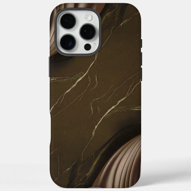 Eleganter brauner Marmor mit abstraktem Design iPhone 16 Pro Max Hülle (Rückseite)