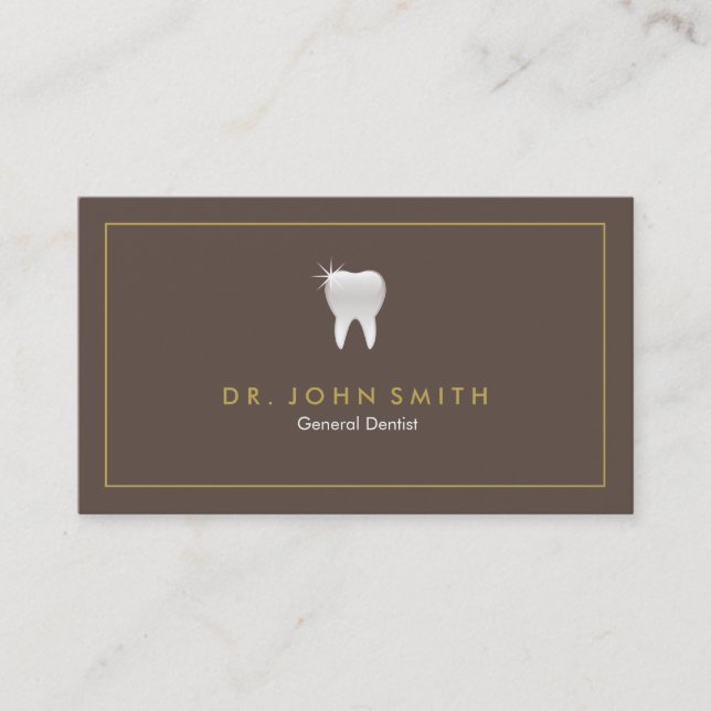 Eleganter, brauner Shiny Tooth Terminrahmen Terminkarte (Vorderseite)