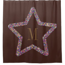 Eleganter brauner Stern Glitter Monogramm