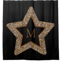 Eleganter brauner Stern Glitter Monogramm