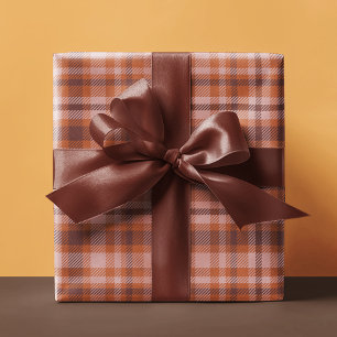 Eleganter brauner Tartan-Karo personalisiert Geschenkpapier