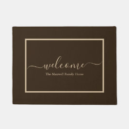 Eleganter brauner Taupe-Script Familienname willko Fußmatte
