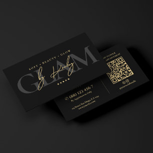 Eleganter Braut-Make-up-Artist Glam Black Signatur Visitenkarte