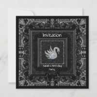 Eleganter Brocade Black Lace Bow Swan 2