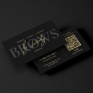 Eleganter Brow-Artist Schwarze Faux-Gold-Signatur Visitenkarte