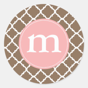 Eleganter Brown-Marokkaner Quatrefoil Runder Aufkleber