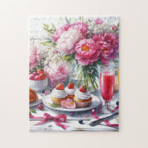 Eleganter Brunch mit Pastrien und Peonies