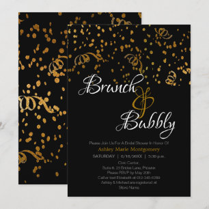 Eleganter Brunch Sprudelnde Brautparty Gold Konfet Einladung