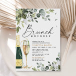 Eleganter Brunch und Bubbly Brautparty Greenery Einladung<br><div class="desc">Das Design umfasst eine Mischung aus Aquarellgrün, die aus Eukalyptus, botanischen Olivenzweigen und vielem mehr besteht. Die Foliage ist in verschiedenen Salbei-, Smaragd- und Hellgrün-Tönen gestaltet. Eine Flasche Champagner in Aquarell und smaragdgrün und Gold ergänzen das Thema. So sehen Sie passende Produkte in diesem Design: kopieren/einfügen Sie den folgenden Link:...</div>