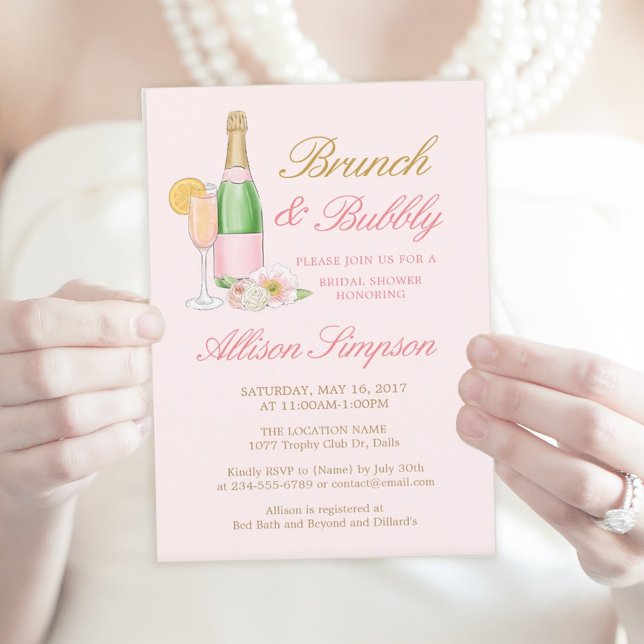 Eleganter Brunch und Bubbly Bridal Dusche Einladun Einladung (Von Creator hochgeladen)