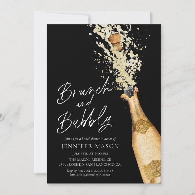Eleganter Brunch und Bubbly Bridal Dusche Einladun Einladung (Vorderseite)