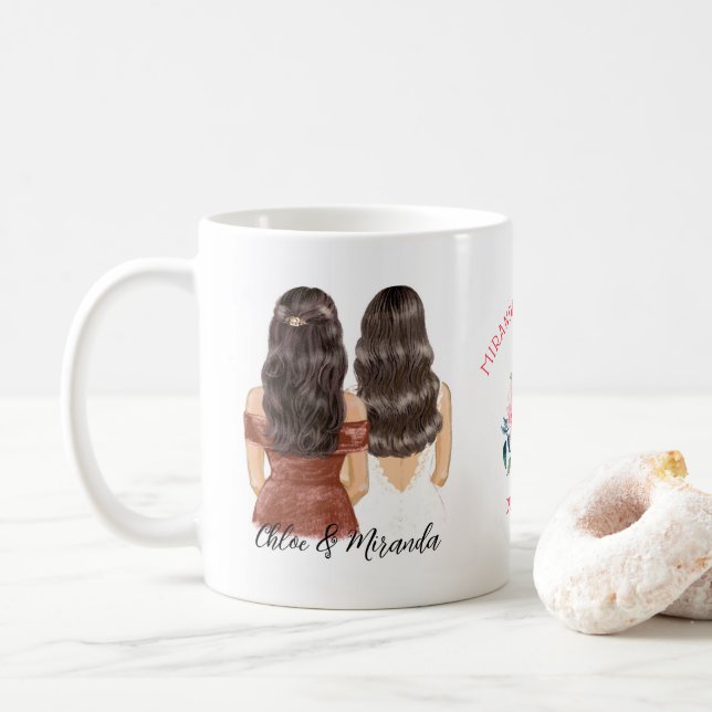 Eleganter Brünetter Blumenchic Kaffeetasse (Mit Donut)