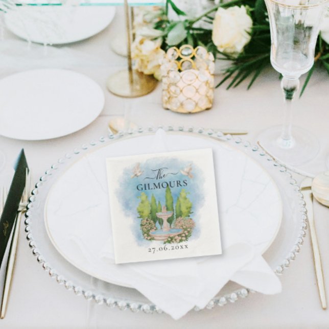 Eleganter Brunnen | Blume taucht Hochzeit Luxus Serviette (Von Creator hochgeladen)