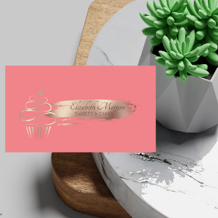 Eleganter Brush Stroke, Cupcake, Süßigkeiten Visitenkarte