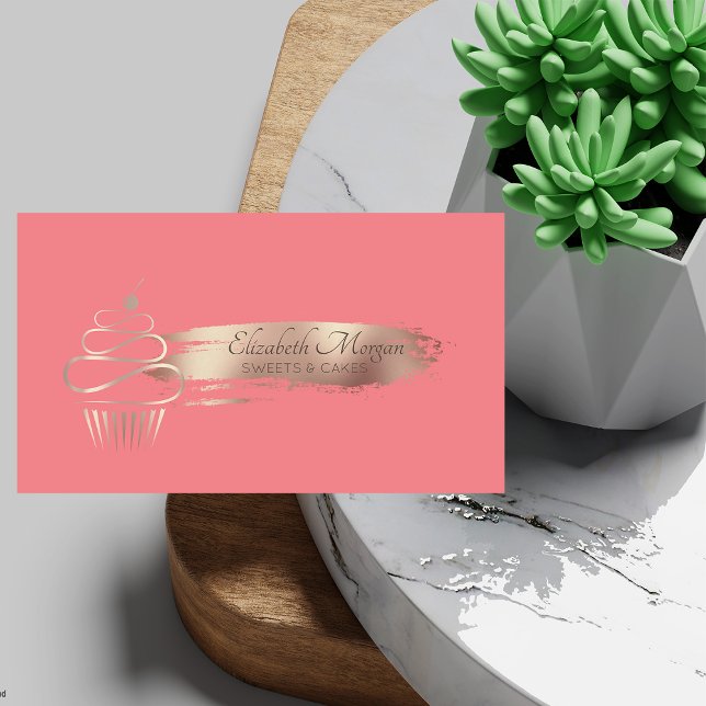 Eleganter Brush Stroke, Cupcake, Süßigkeiten Visitenkarte (Von Creator hochgeladen)