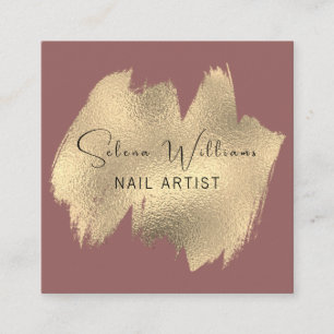 Eleganter Brush Stroke Gold Pink Minimalistisch Quadratische Visitenkarte