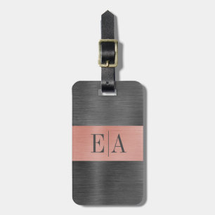 Eleganter Brushed Metal Script Monogram Gepäckanhä Gepäckanhänger