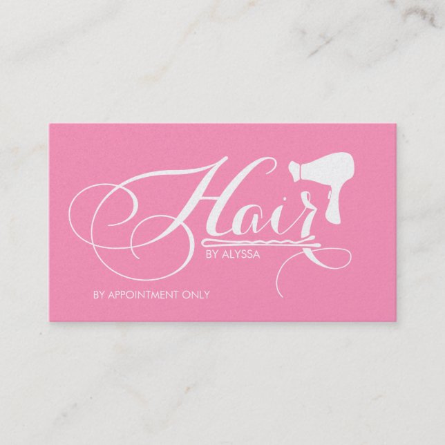 Eleganter Bubblegum rosa beruflicher Haar-Stylist Visitenkarte (Vorderseite)