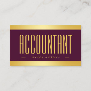 Eleganter Buchhalter Burgundy und Gold Visitenkarte
