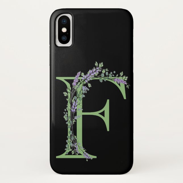Eleganter Buchstabe F Lavender Eucalyptus Case-Mate iPhone Hülle (Rückseite)