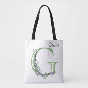Eleganter Buchstabe G Lavender Eucalyptus Tasche