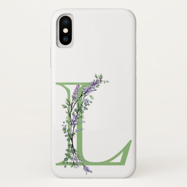 Eleganter Buchstabe L Lavender Eucalyptus Case-Mate iPhone Hülle (Rückseite)