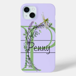 Eleganter Buchstabe P Lavender boho Dragonfly Case-Mate iPhone Hülle