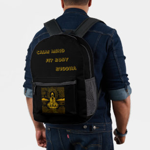 Eleganter Buddha, umgeben von Wellen und Bergen Bedruckter Rucksack