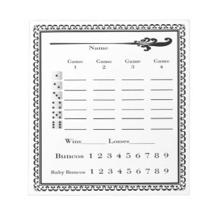 Eleganter Bunco Spielberichtsbogen Notizblock