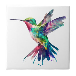 Eleganter Bunter Kolibri-Wasserfarben Fliese