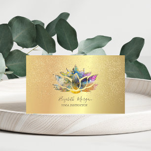 Eleganter Bunter Lotos Gold Konfetti Yoga Visitenkarte