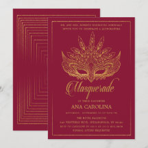 Eleganter Burgund Glitzer Masquerade Quinceañera
